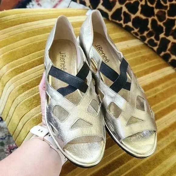 J. RENEE "VALENTEENA" Metallic CUT-OUT VAMP SHOES sz 8M - Picture 5 of 16